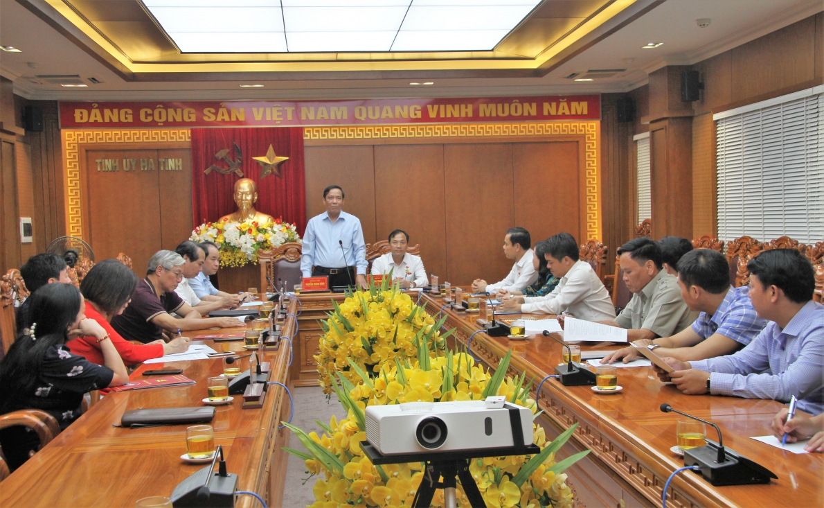 Chủ tịch Nguyễn Thanh Bình phát biểu tại buổi làm việc với lãnh đạo tỉnh Hà Tĩnh