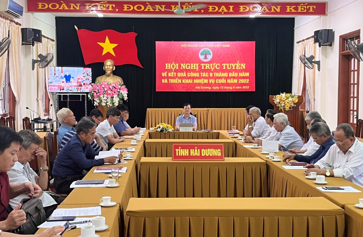 Quang cảnh Hội nghị trực tuyến tại điểm cầu tỉnh Hải Dương