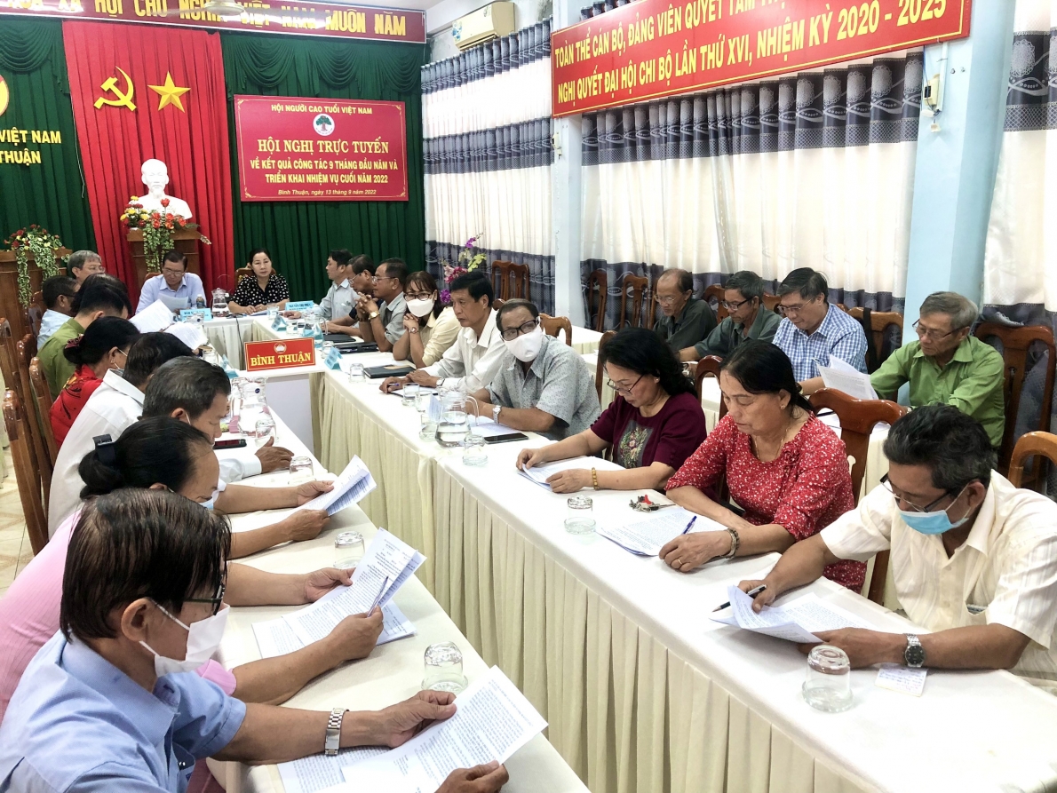 Quang cảnh Hội nghị trực tuyến tại điểm cầu tỉnh Bình Thuận