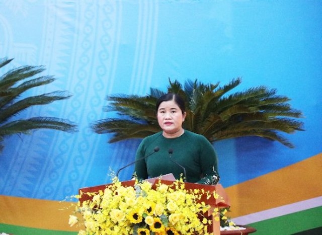 Bà Trần Tuệ Hiền, Chủ tịch UBND tỉnh phát biểu khai mạc Hội nghị