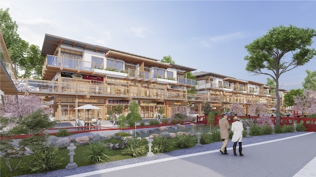 Phối cảnh khu Nhà phố thương mại Kana tại phân kỳ Binh Chau Onsen