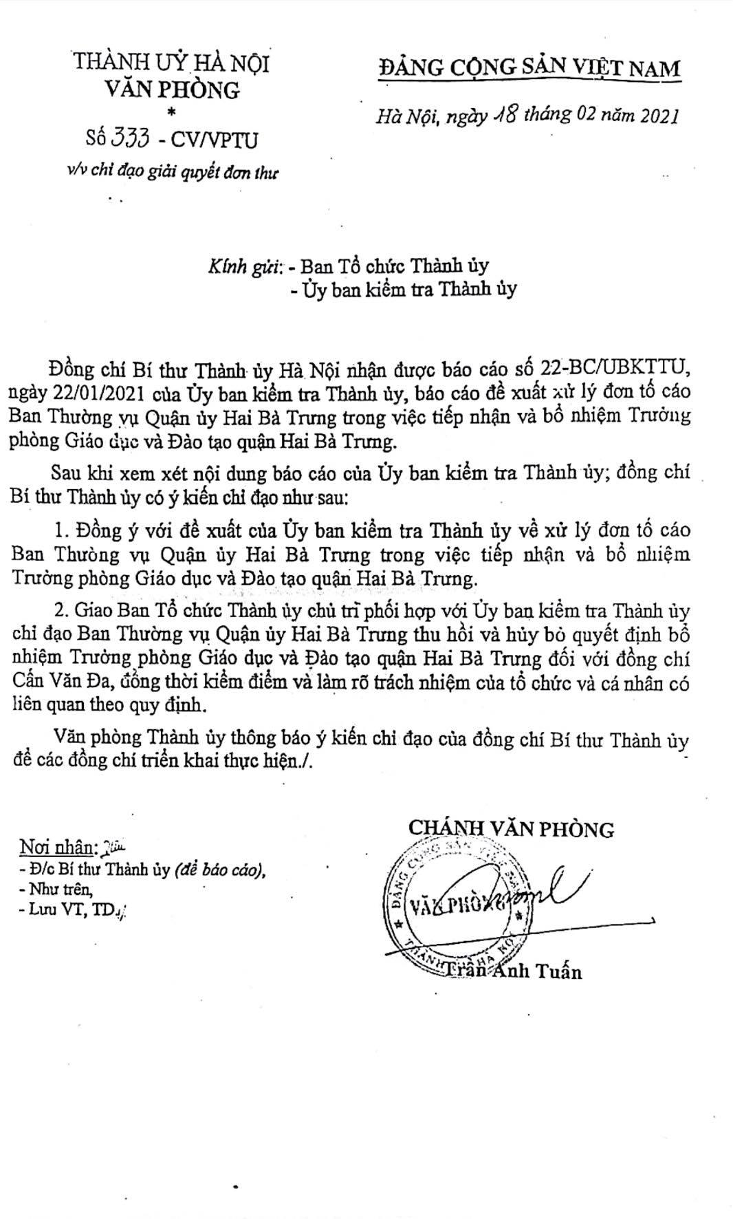 Thực hiện không nghiêm chỉ đạo của Bí thư Thành ủy