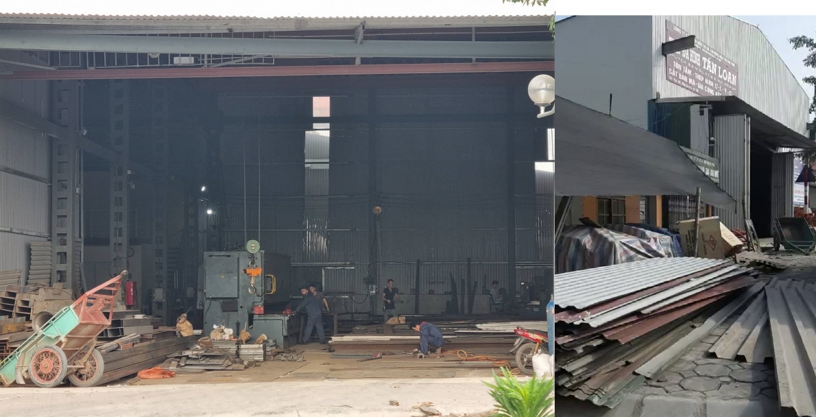 Phía bên ngoài xưởng sản xuất