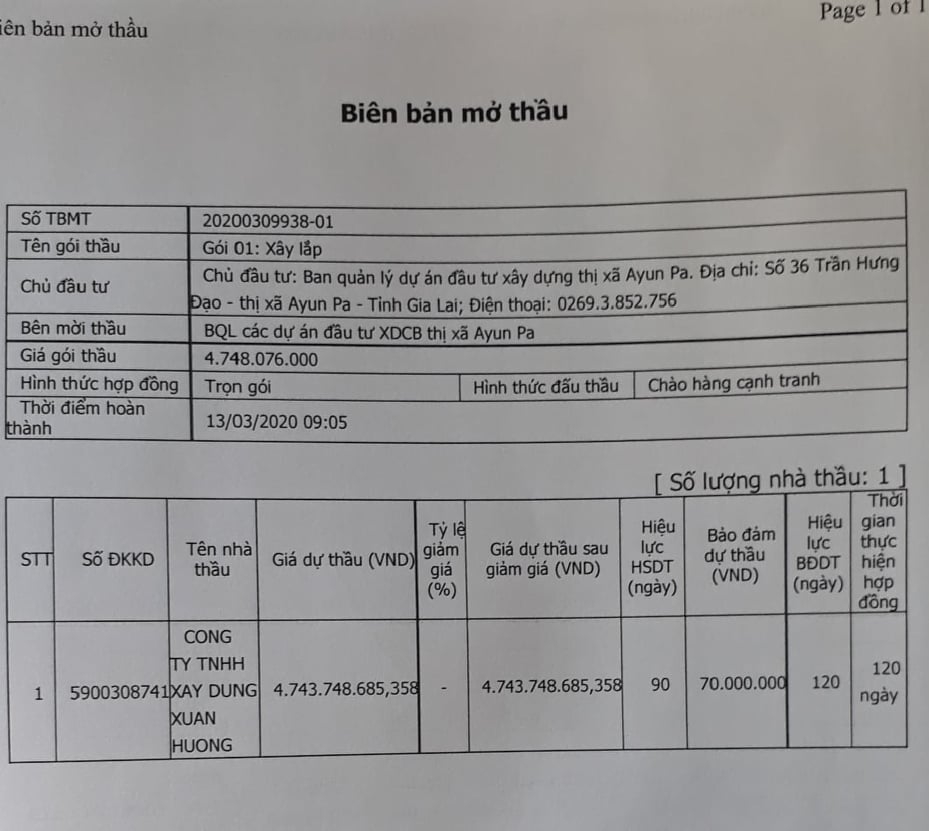 Công ty Xuân Hương tiếp tục trung thầu tại thị xã Ayun Pa