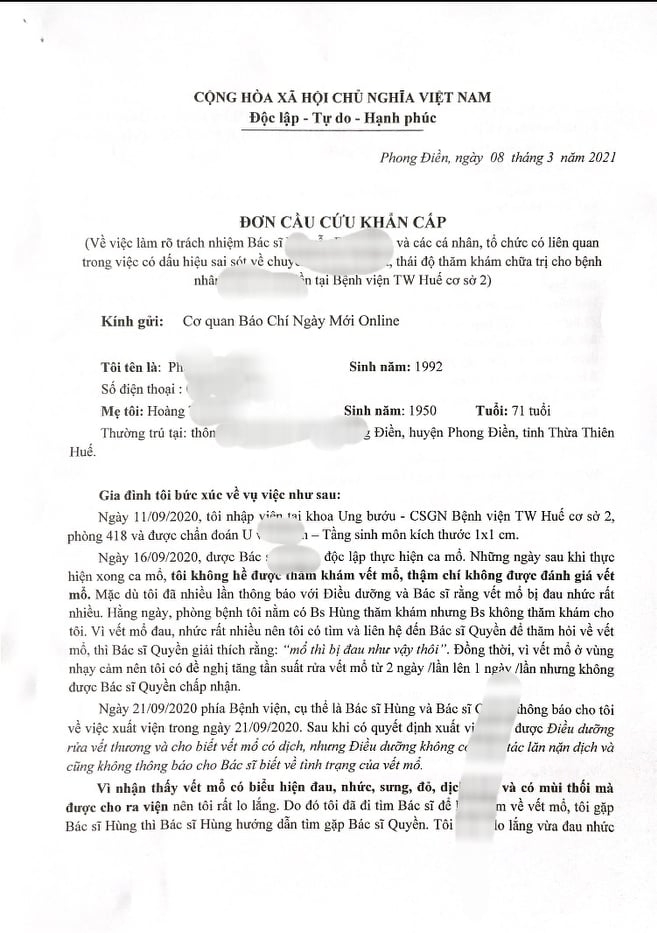 Bệnh nhân bức xúc Bệnh viện Trung ương Huế cơ sở 2 coi thường sinh mạng của người bệnh