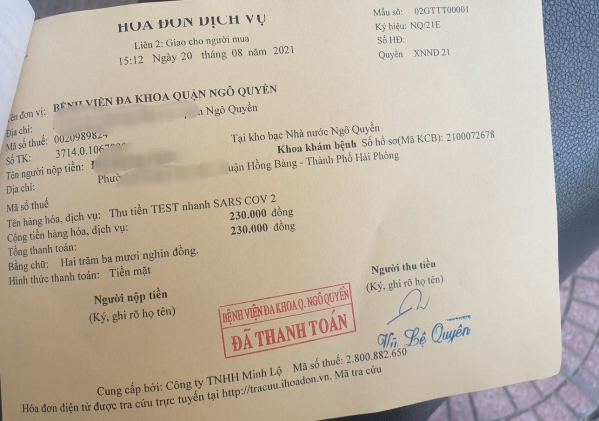 TP Hải Phòng: Dân thắc mắc về việc thu phí Test nhanh Covit cao hơn quy định của Bộ Y tế