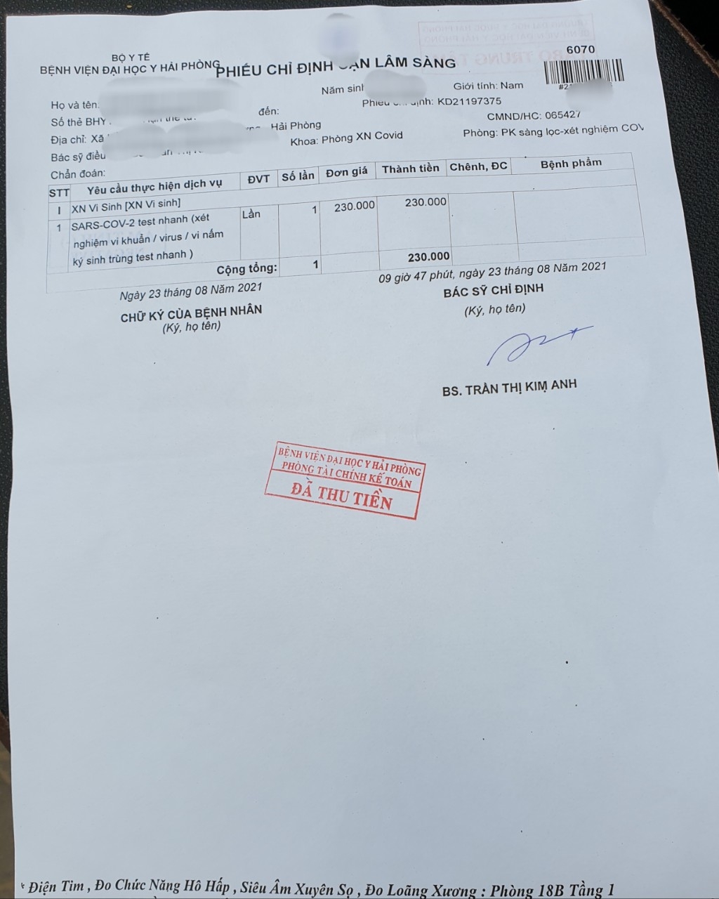 TP Hải Phòng: Dân thắc mắc về việc thu phí Test nhanh Covit cao hơn quy định của Bộ Y tế