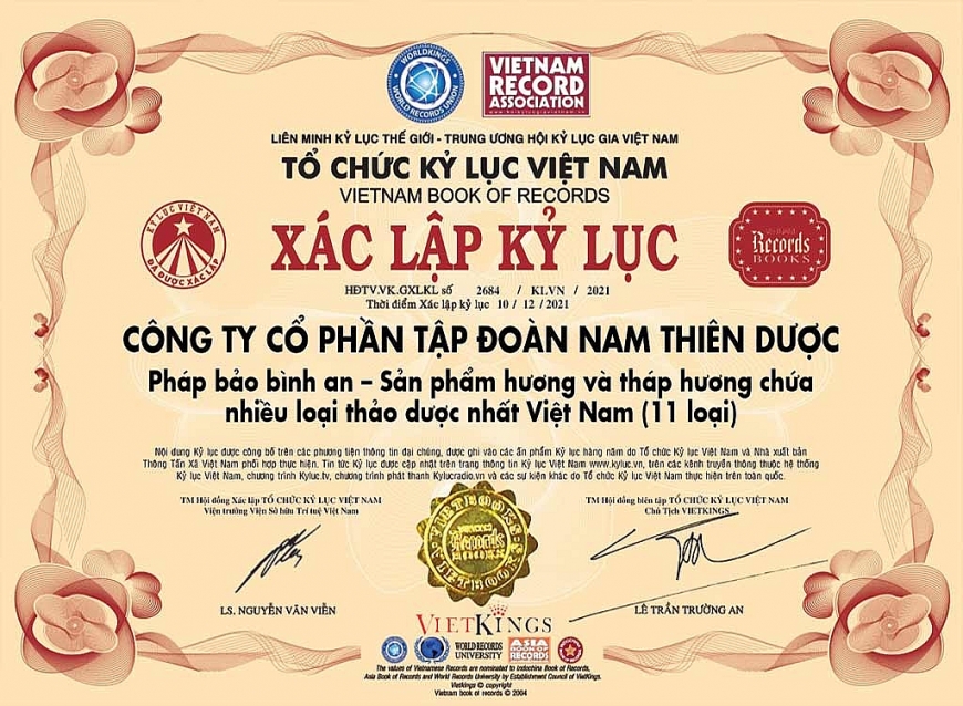 Kỷ lục Guinness Hương và Tháp hương chứa nhiều loại thảo dược nhất Việt Nam