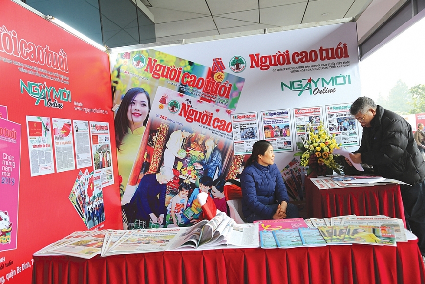 Gian trưng bày của Tạp chí Người cao tuổi tại Hội Báo Xuân (ảnh Sơn Hải)