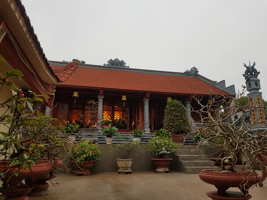                              Nhà thờ Tổ trong cụm Di tích đền, chùa Chanh được xây mới năm 2021.