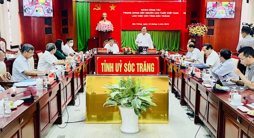 Chủ tịch Hội NCT Việt Nam phát biểu chỉ đạo tại buổi làm việc với Tỉnh ủy, UBND tỉnh Sóc Trăng