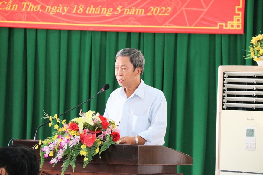 Ông Nguyễn Ngọc Sang, Trưởng BĐD Hội NCT TP Cần Thơ, cụm trưởng cụm thi đua số X phát biểu tại hội nghị