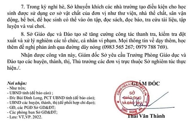 Công văn 1322 của Sở GD&ĐT Nghệ An về nghiêm cấm dạy thêm, học thêm dịp hè. Công văn 1322 của Sở GD&ĐT Nghệ An về nghiêm cấm dạy thêm, học thêm dịp hè.