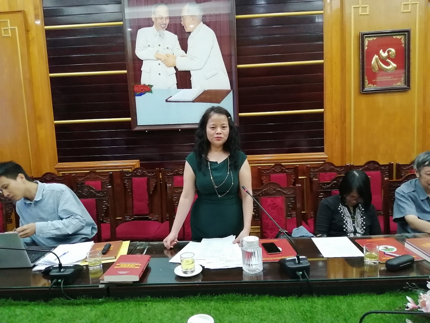 Phó Giáo sư - Tiến sĩ Trần Thị Minh Thi, Viện Nghiên cứu Gia đình và Trẻ em báo cáo tại Hội thảo 