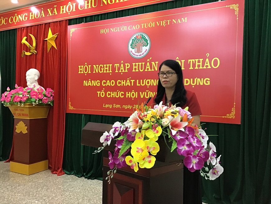 Bà Nguyễn Thị Tuyết Mai, Phó Chánh Văn phòng Trung ương Hội giới thiệu chuyên đề tập huấn