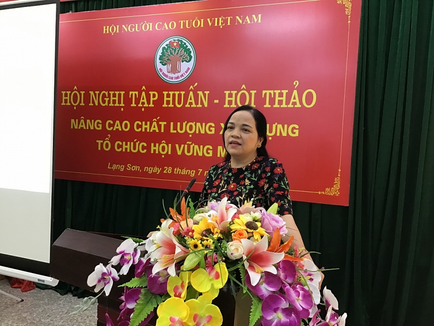 Bà Hà Thị Minh Tâm, Trưởng Ban Tổ chức - Kiểm tra, Trung ương Hội giới thiệu chuyên đề tập huấn