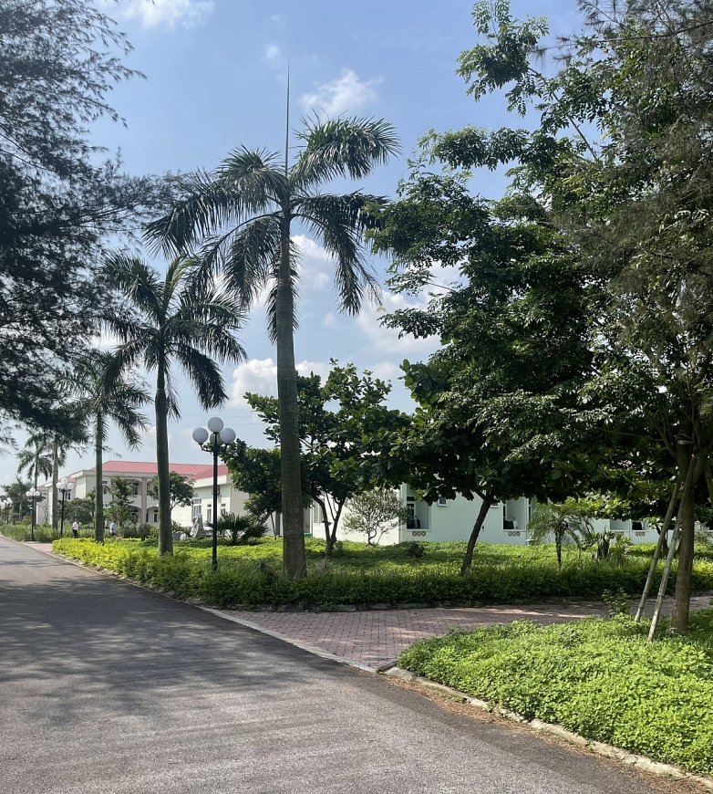 Một góc không gian có nhiều cây xanh của Trung tâm Điều dưỡng người có công tỉnh Nam Định. 