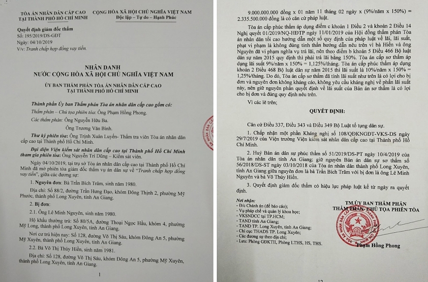Quyết định Giám đốc thẩm số 195/2019/DS-GĐT ngày 14/10/2019 của TAND Cấp cao tại TP Hồ Chí Minh.