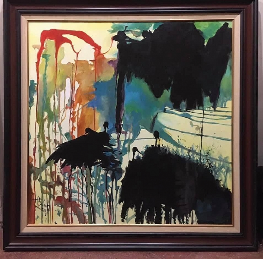 Cơn Giông - Tranh lụa của Thế Hùng