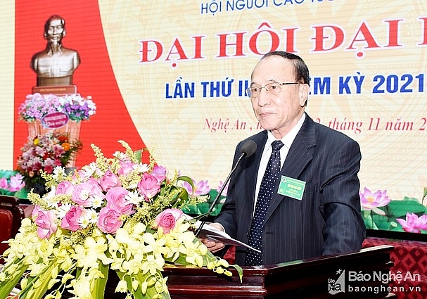 Ông Nguyễn Hòa Bình – Phó Chủ tịch Trung ương Hội NCT Việt Nam phát biểu chỉ đạo Đại hội. Ảnh Công Kiên