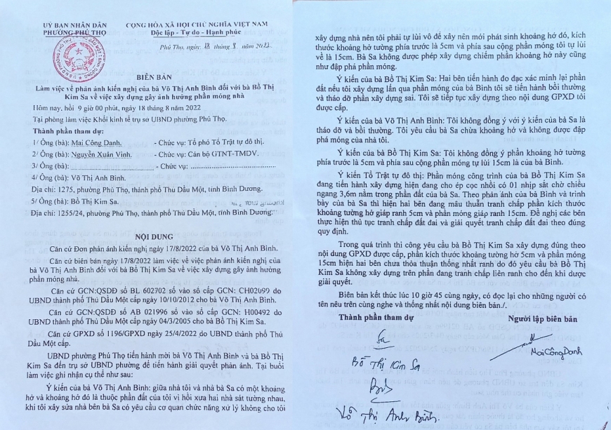 Theo bà Bình, Biên bản làm việc ngày 18/8/2022 đã bị hủy một cách khó hiểu.