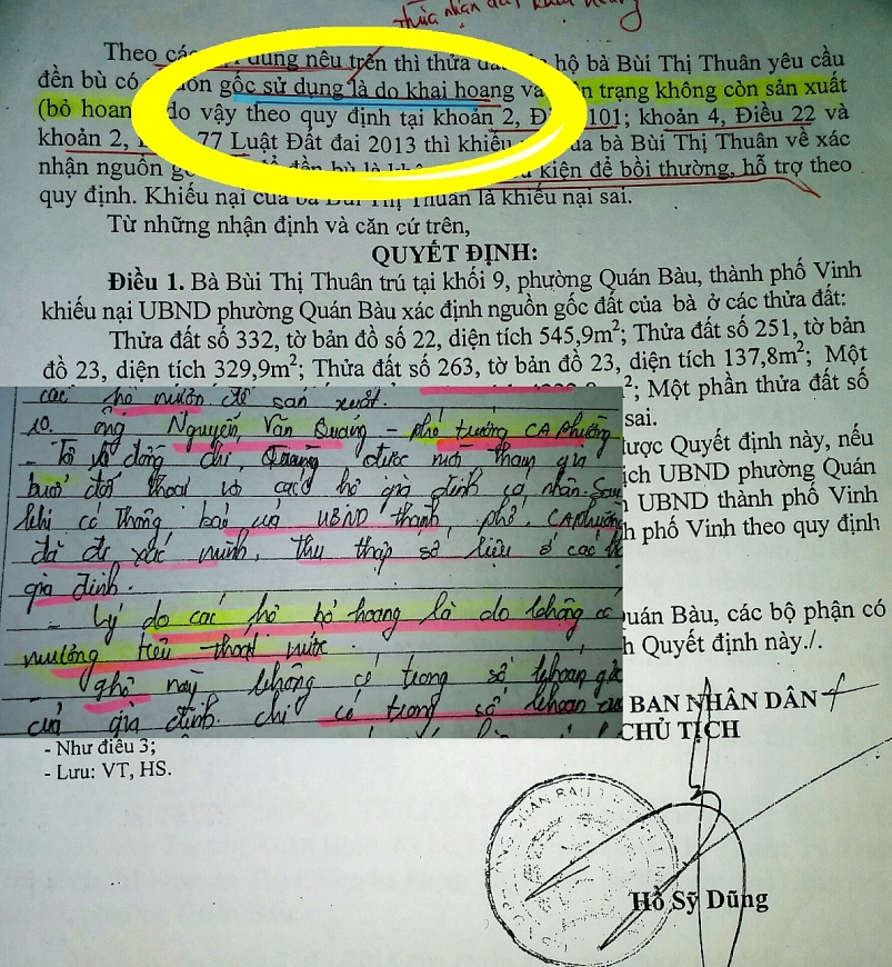 TP Vinh, tỉnh Nghệ An: Cần xem xét quyền lợi chính đáng của nông dân!