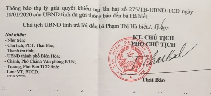 Đồng Nai: Trả lời đơn khiếu nại bằng công văn có đúng quy định?