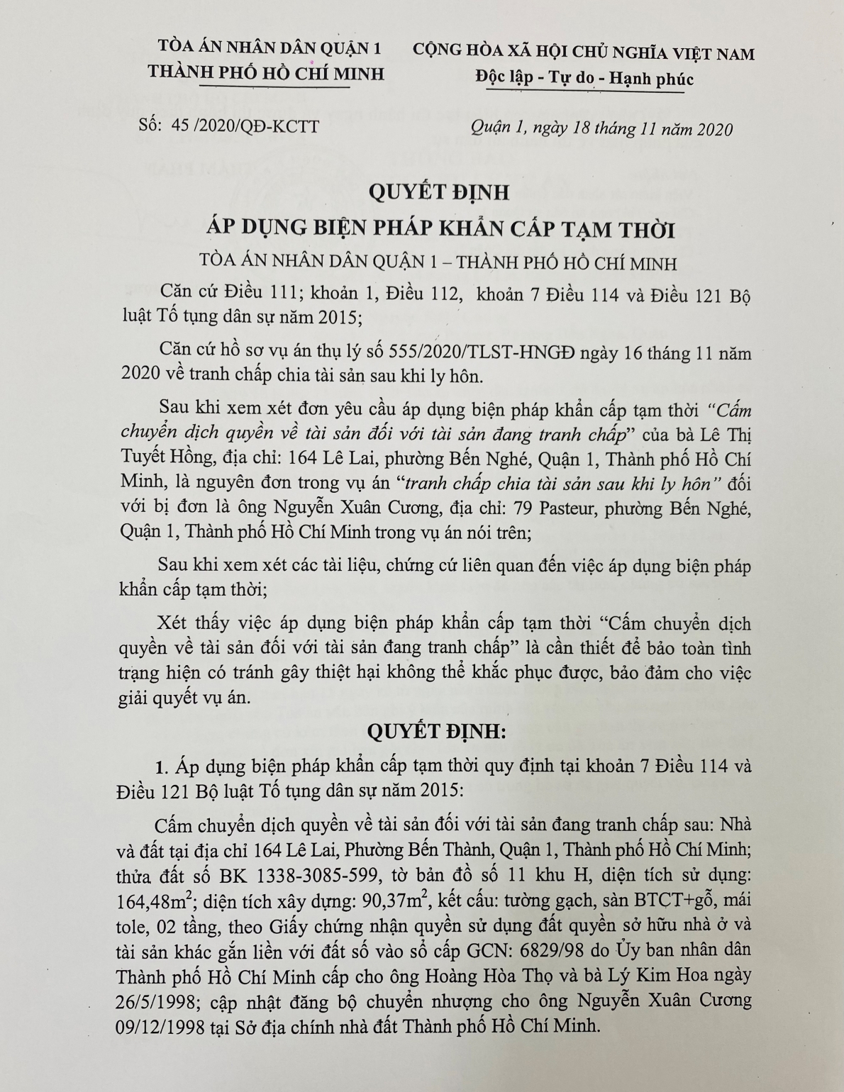 Vụ kiện hy hữu tại TP. Hồ Chí Minh: Tranh chấp tài sản do chồng tạo dựng trước khi kết hôn