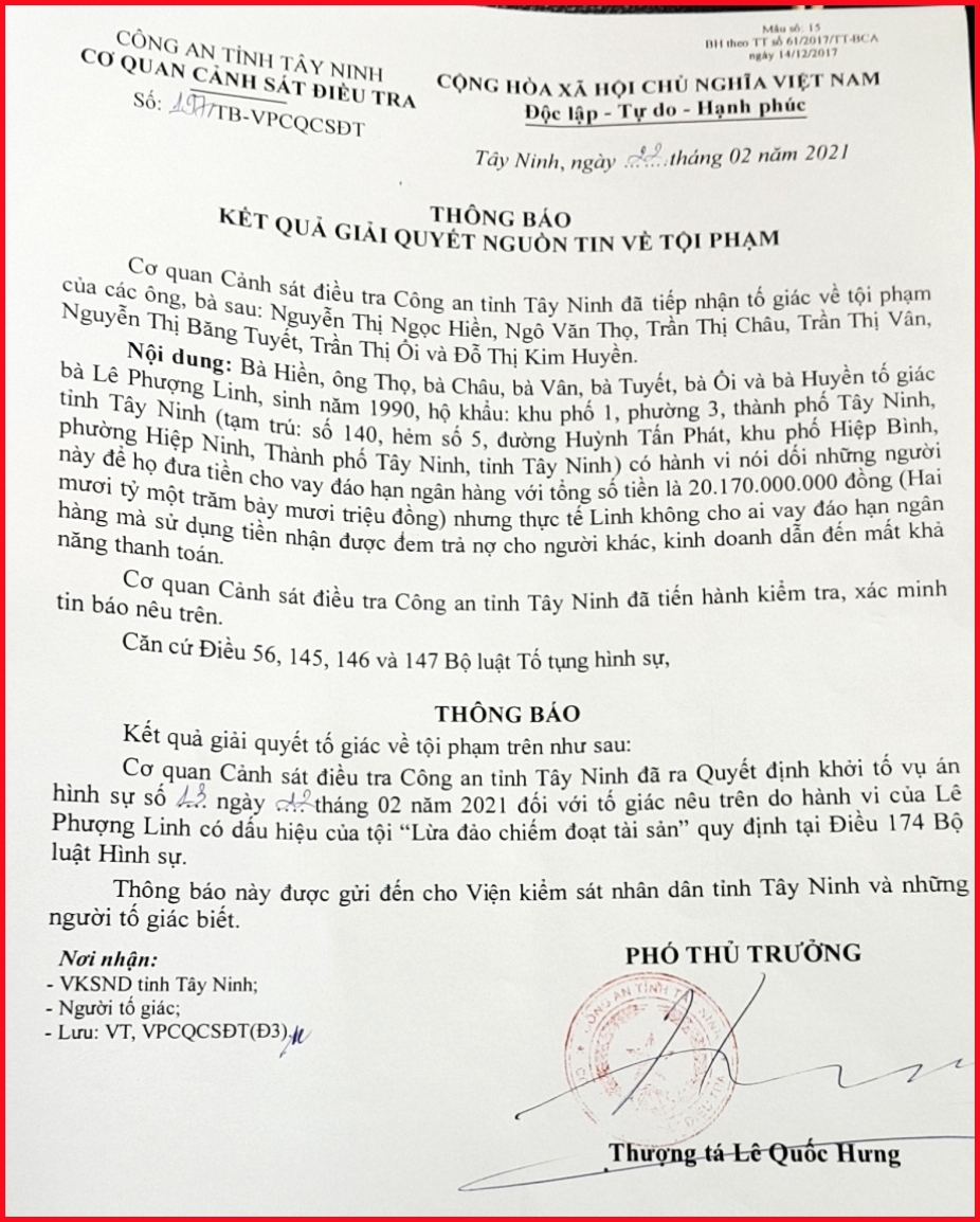 TP Tây Ninh, tỉnh Tây Ninh: Có dấu hiệu bà Lê Phượng Linh giả mạo giấy chứng sinh, sao chưa xem xét, xử lí?