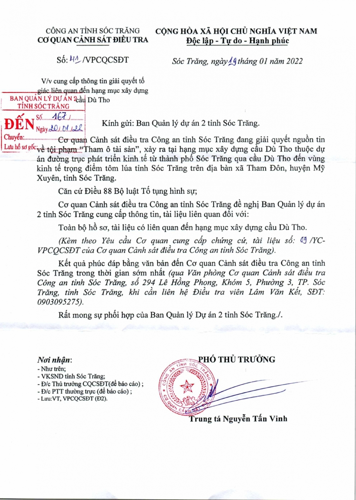 Công an Sóc Trăng thu thập hồ sơ cây cầu 125 tỉ đồng