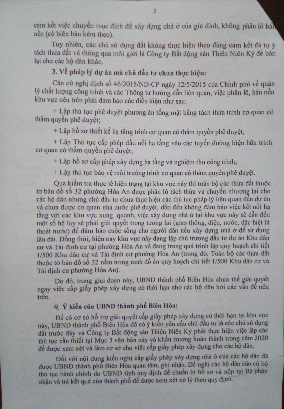TP. Biên Hòa, tỉnh Đồng Nai: Sao chưa cấp phép xây dựng có thời hạn cho 38 hộ dân?