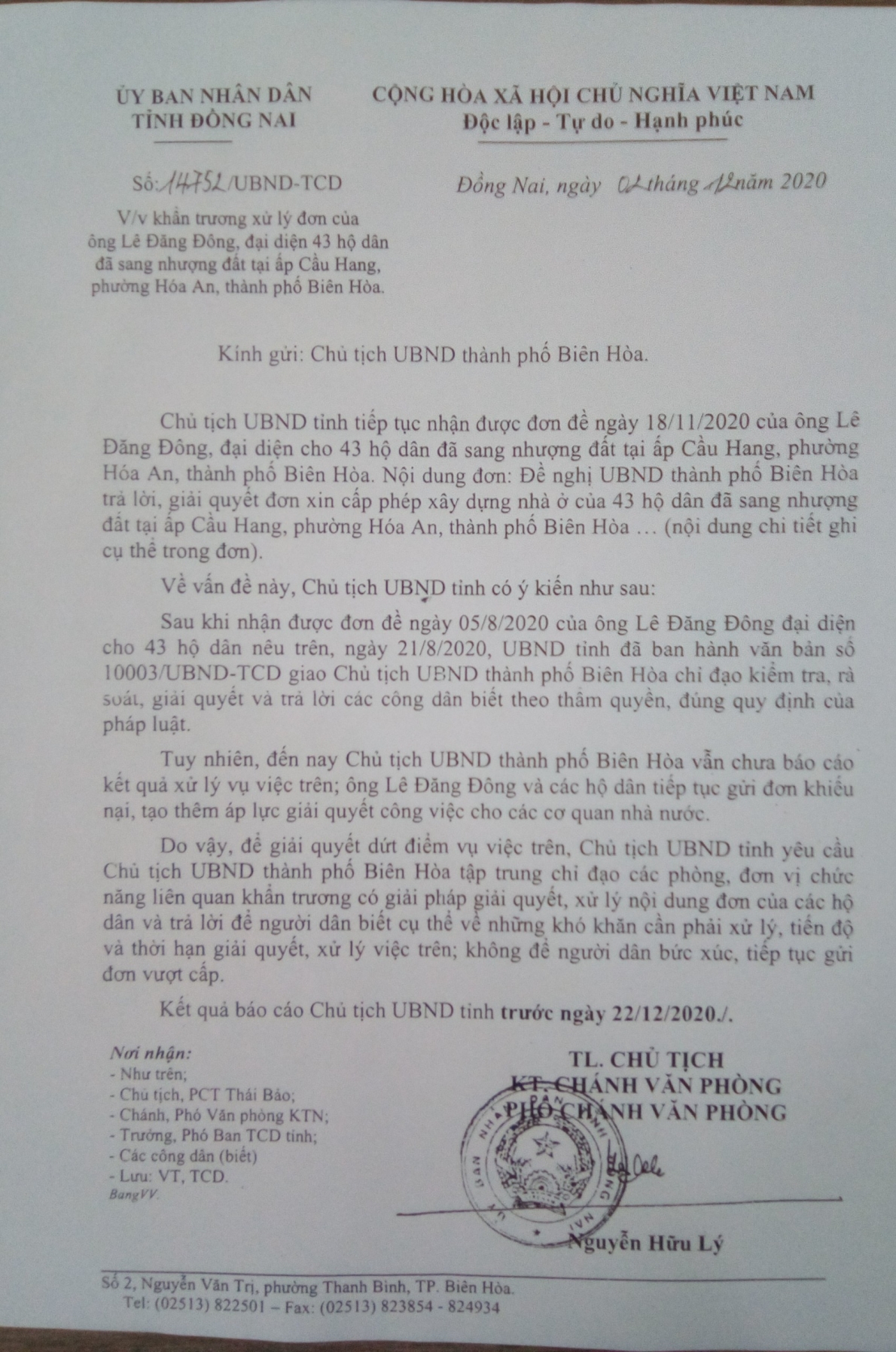 TP. Biên Hòa, tỉnh Đồng Nai: Sao chưa cấp phép xây dựng có thời hạn cho 38 hộ dân?