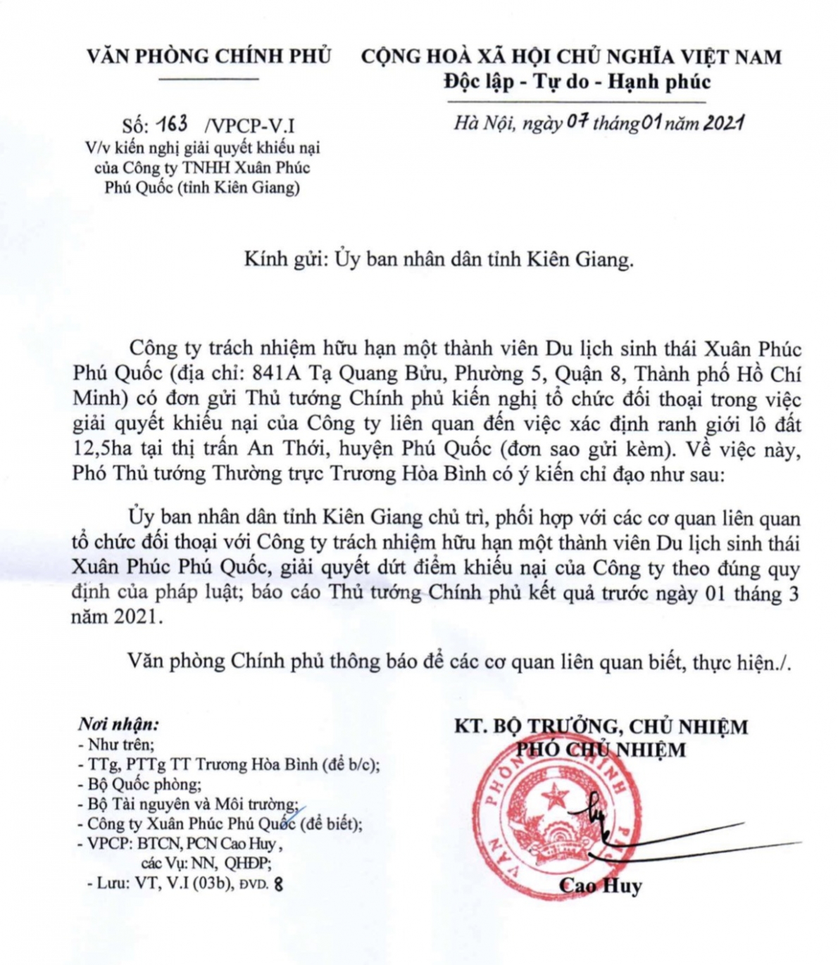 Nhiều dấu hiệu làm trái, ảnh hưởng đến việc thực hiện Dự án Viện Điều dưỡng của Công ty Xuân Phúc Phú Quốc