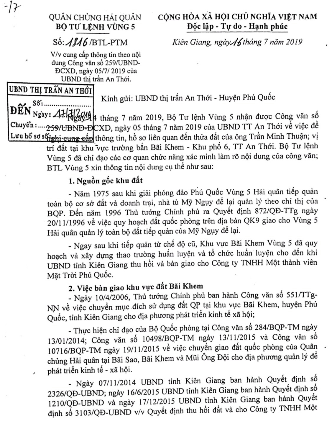 Nhiều dấu hiệu làm trái, ảnh hưởng đến việc thực hiện Dự án Viện Điều dưỡng của Công ty Xuân Phúc Phú Quốc