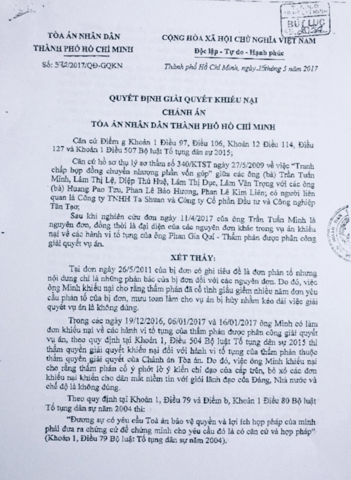 Nhiều bất thường từ Quyết định kháng nghị giám đốc thẩm