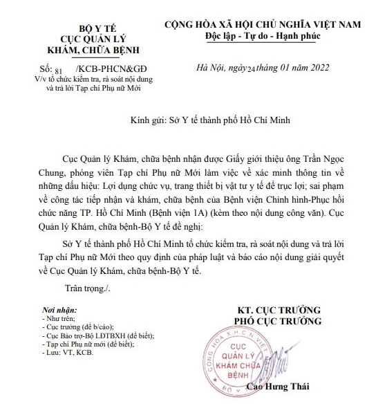 Bệnh viện 1A lại tiếp diễn nhập nhẹm việc thu viện phí