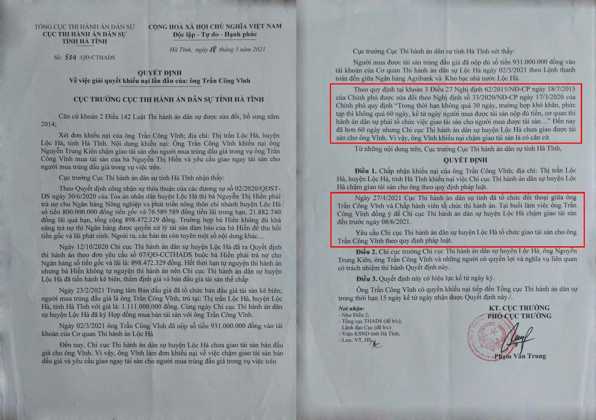 Tỉnh Hà Tĩnh: Chi cục trưởng Chi cục THADS huyện Lộc Hà cố ý làm trái, không thực hiện chỉ đạo cấp trên (!)