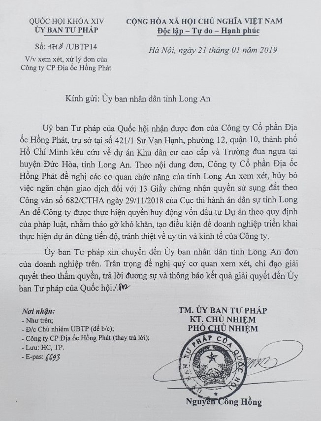 Về ngăn chặn 232,66 ha đất của Công ty CP địa ốc Hồng Phát: Cần thu hồi Quyết định số 07, để chủ đầu tư thoát cảnh “một cổ hai tròng”!