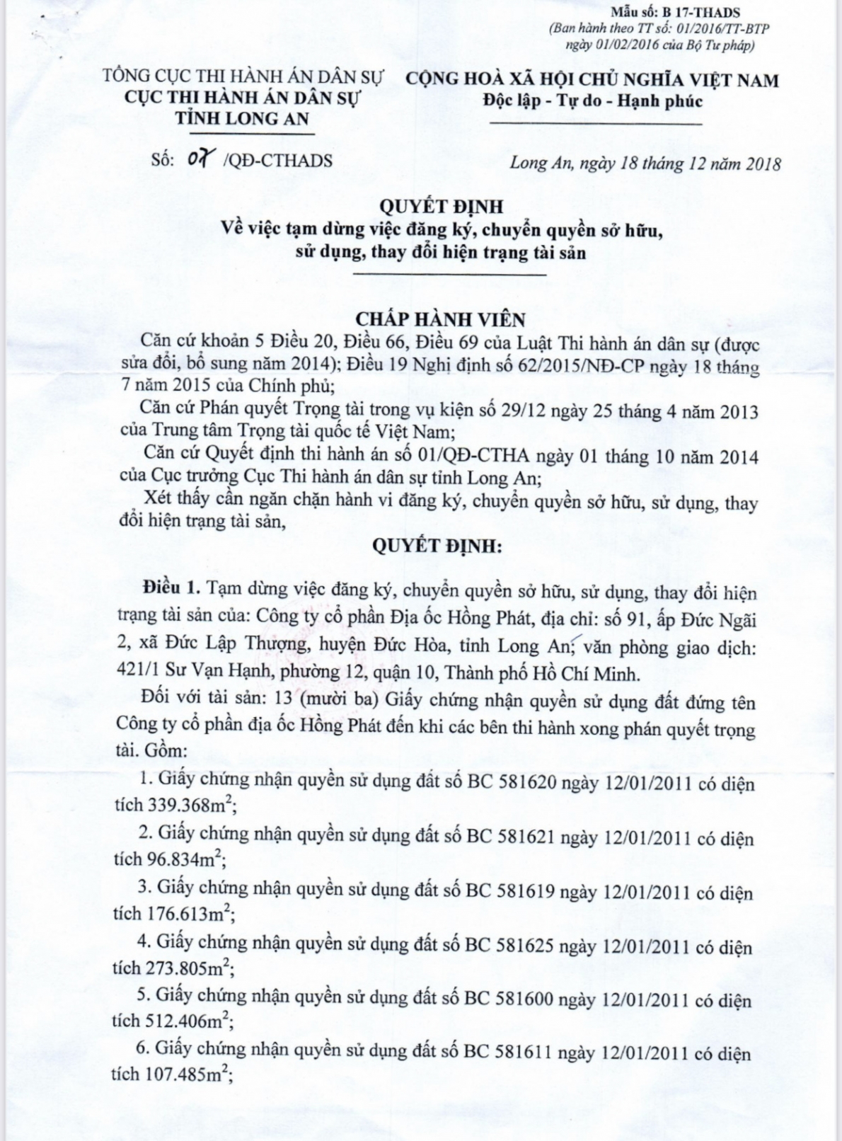 Về ngăn chặn 232,66 ha đất của Công ty CP địa ốc Hồng Phát: Cần thu hồi Quyết định số 07, để chủ đầu tư thoát cảnh “một cổ hai tròng”!