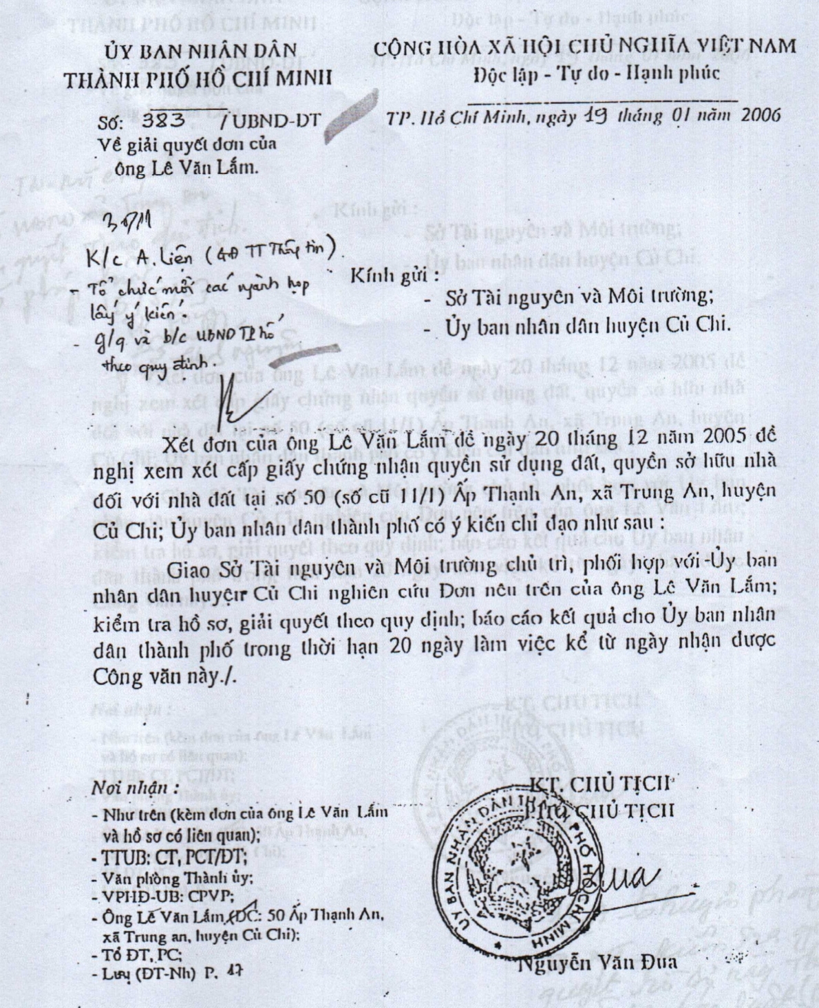 Xã Trung An, huyện Củ Chi, TP Hồ Chí Minh: “Ngâm” hồ sơ của ông Lê Văn Lắm đến bao giờ?