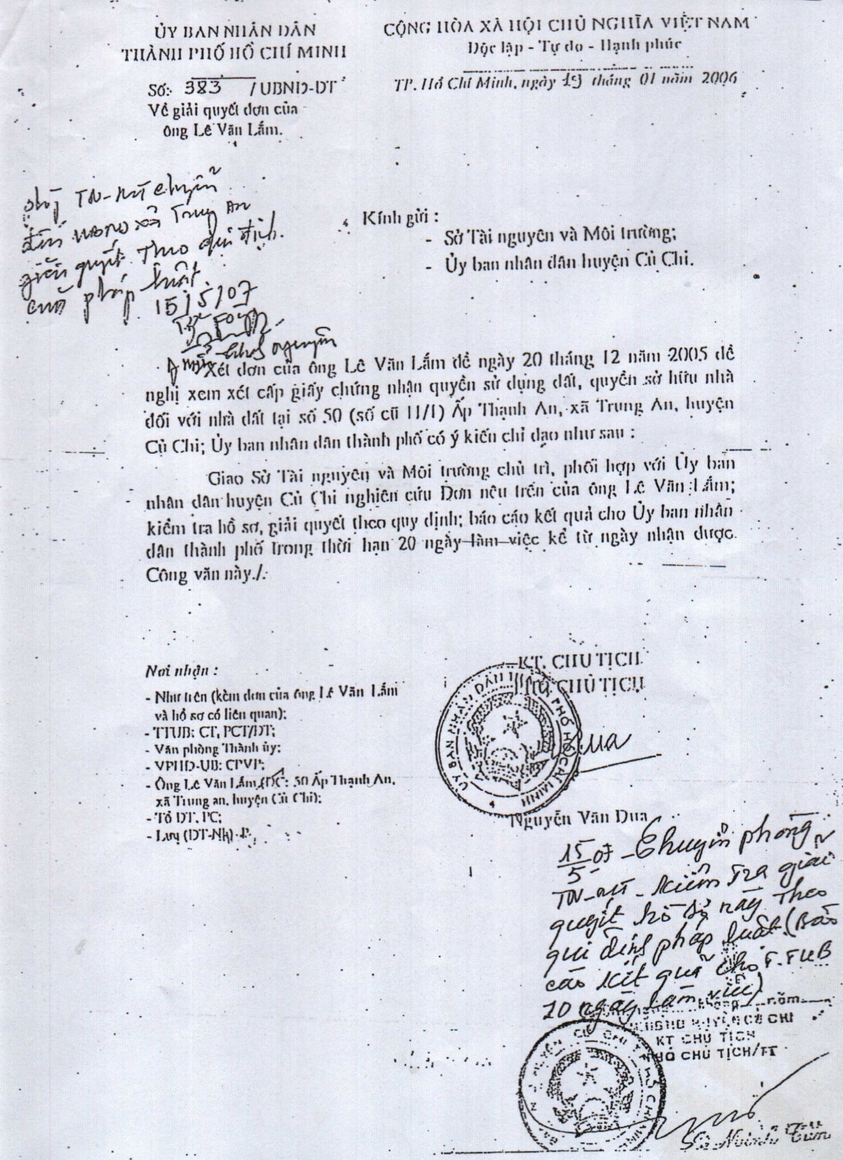 Xã Trung An, huyện Củ Chi, TP Hồ Chí Minh: “Ngâm” hồ sơ của ông Lê Văn Lắm đến bao giờ?