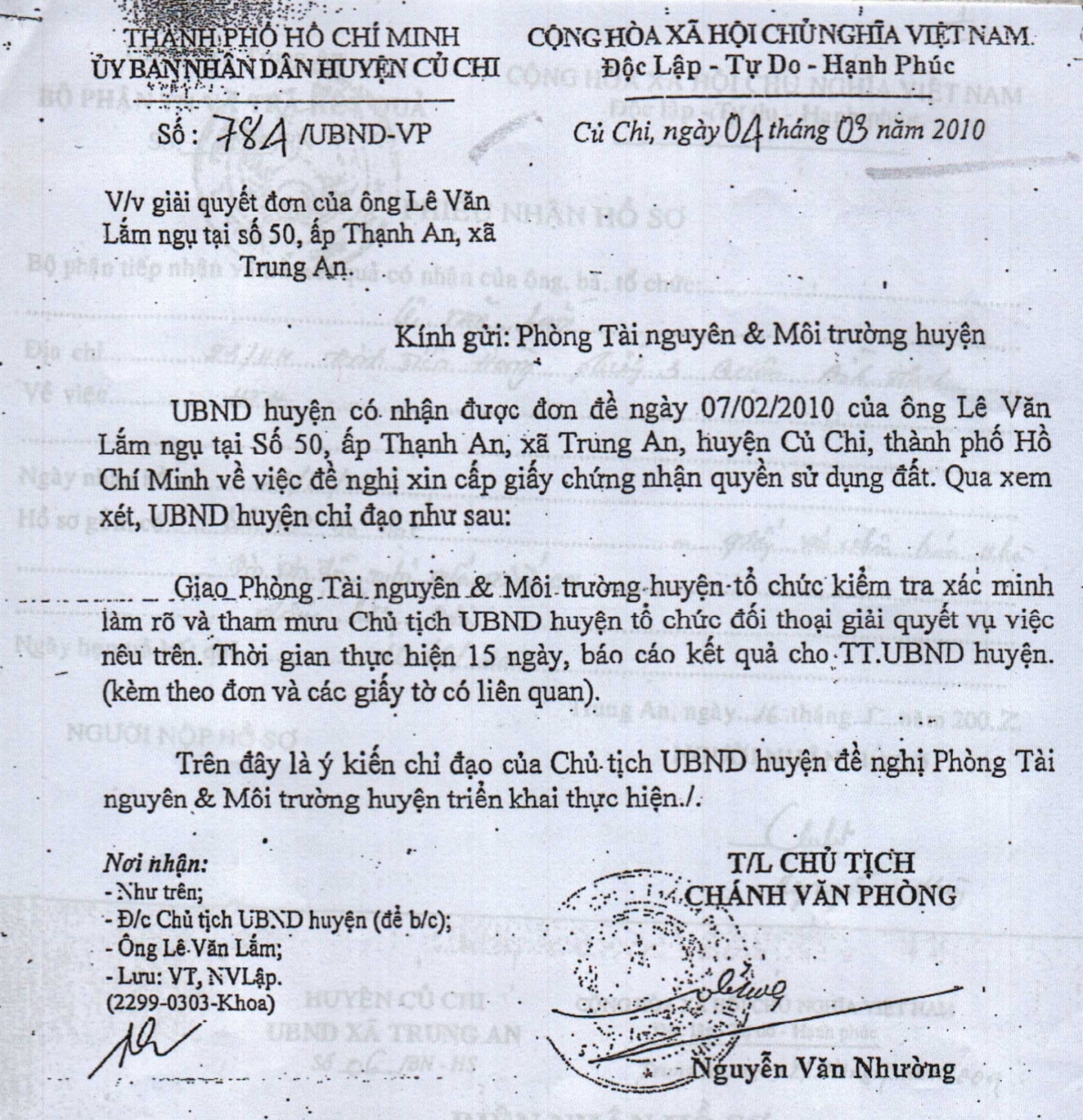 Xã Trung An, huyện Củ Chi, TP Hồ Chí Minh: “Ngâm” hồ sơ của ông Lê Văn Lắm đến bao giờ?