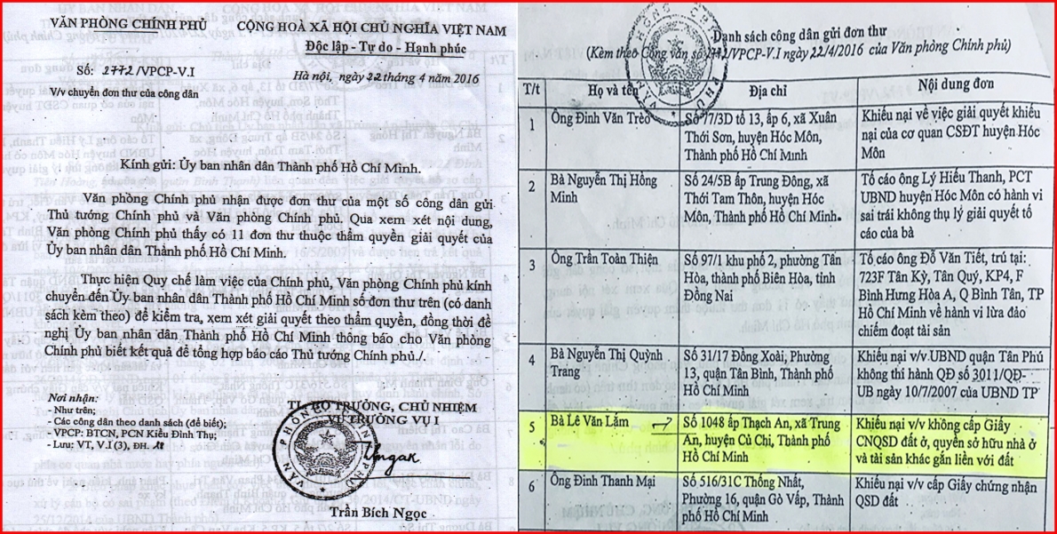 Xã Trung An, huyện Củ Chi, TP Hồ Chí Minh: “Ngâm” hồ sơ của ông Lê Văn Lắm đến bao giờ?