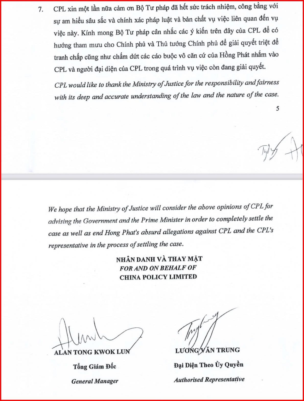 CPL yêu cầu “trảm” Phán quyết Trọng tài, thể hiện trái luật!