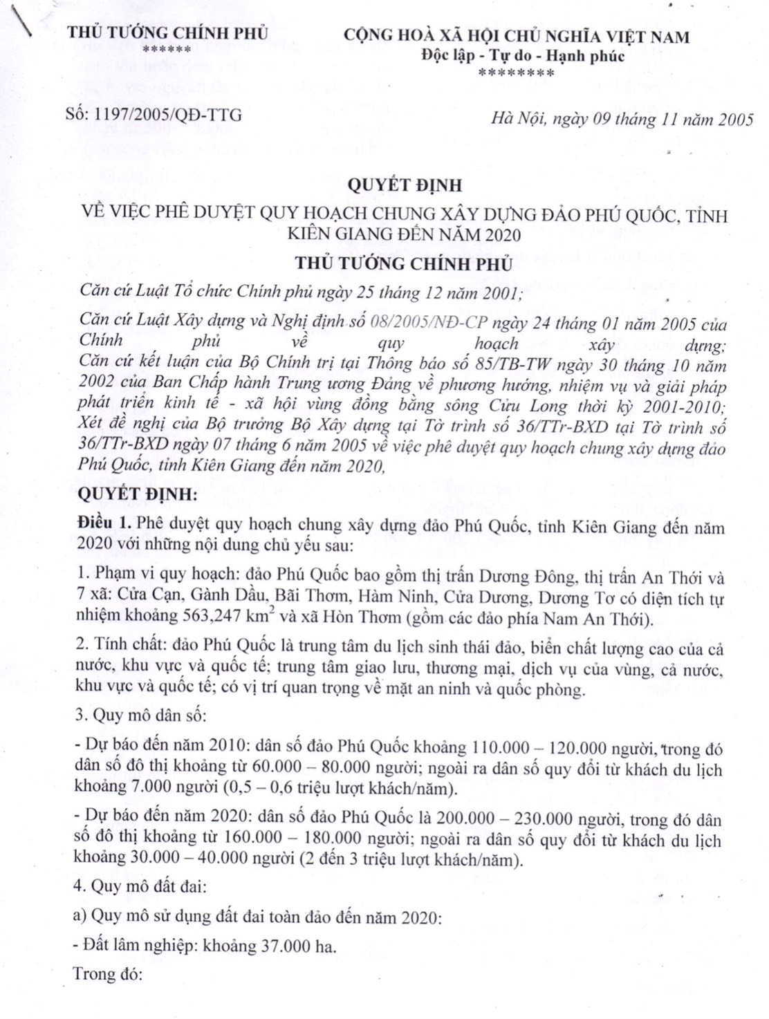 Phù hợp quy hoạch của TP Phú Quốc và pháp luật về đất đai