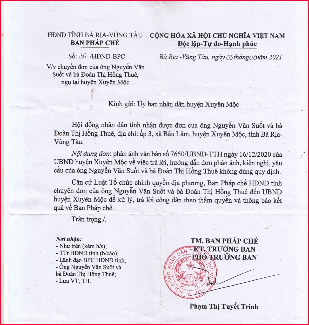 Huyện Xuyên Mộc, tỉnh Bà Rịa – Vũng Tàu: Một kiểu bao che lộ liễu!