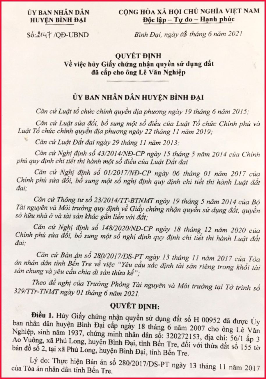 Những dấu hiệu sai phạm trong việc ban hành quyết định hủy giấy chứng nhận quyền sử dụng đất