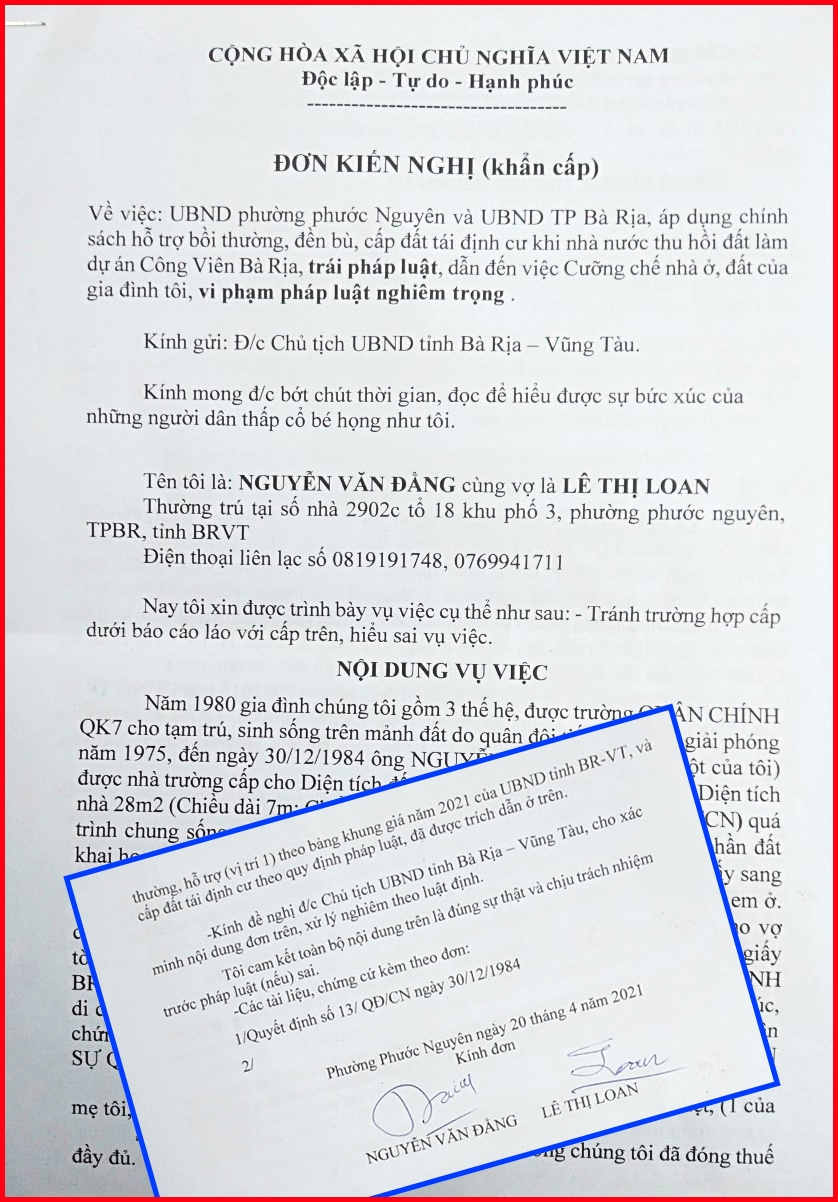 Cần giải quyết có lí, có tình kiến nghị khẩn cấp của gia đình ông Nguyễn Văn Đằng