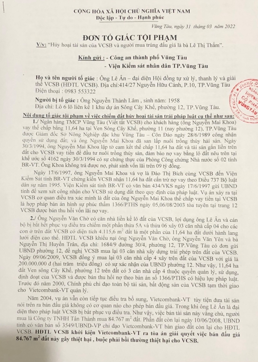 Đại gia Lê Ân có đơn tố giác ông Nguyễn Thành Lâm