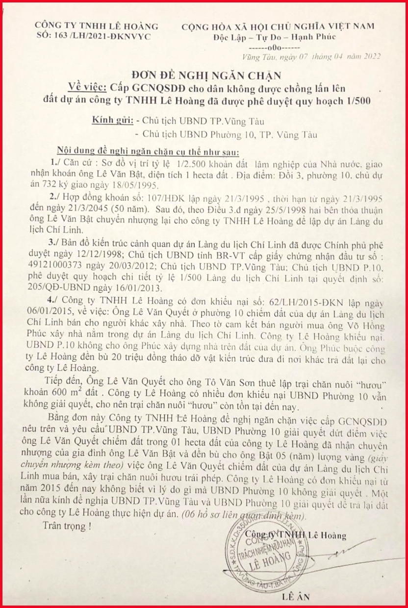 Đại gia Lê Ân đề nghị ngăn chặn việc cấp sổ đỏ chiếm đất của dự án Làng du lịch Chí Linh Đại gia Lê Ân đề nghị ngăn chặn việc cấp sổ đỏ chiếm đất của dự án Làng du lịch Chí Linh